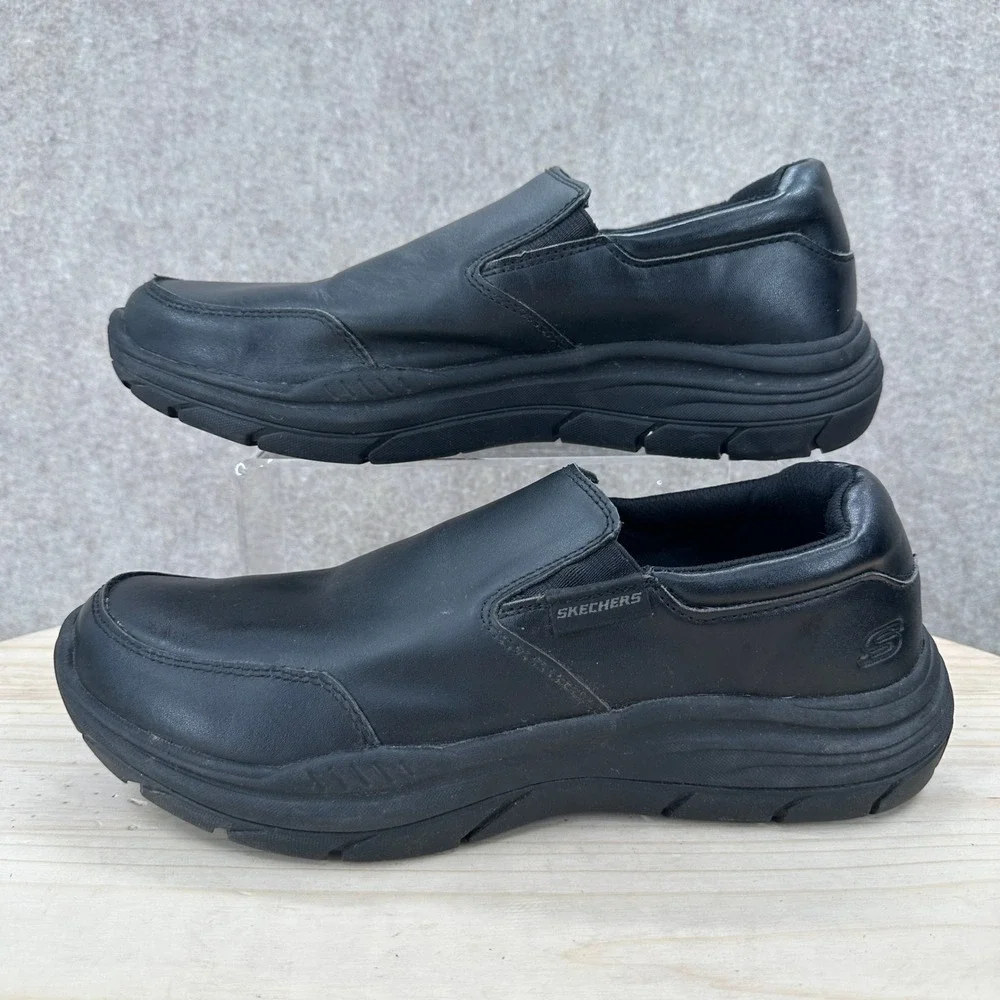 Skechers Expected 2.0 Relaxed Fit Slip On Shoes Mens 10.5 Black Leather Loafers